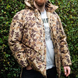 Vintage Orvis Goose Down USA Insulated Jacket Camo Hunting Puffer Winter Large L